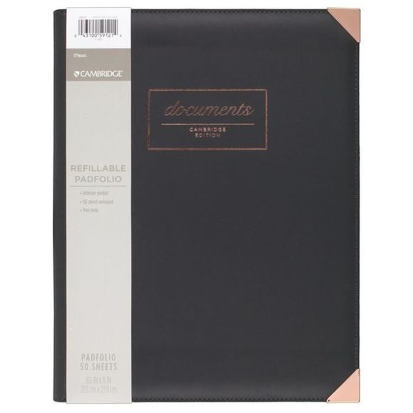 Cambridge Black & Gold Refillable Padfolio - Picture 7 of 8